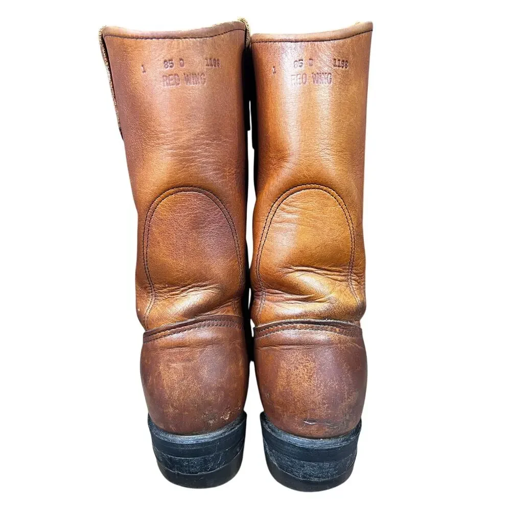 Vintage Red Wing 1198 Pecos Brown Leather Soft Toe Western Boot Size 8.5 D